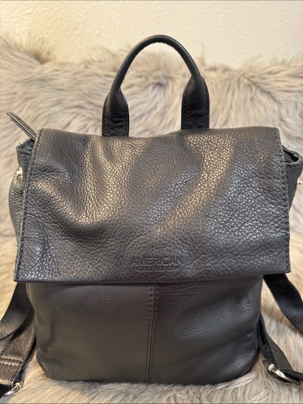 American Leather Co. Black Leather Womenโs Backpack